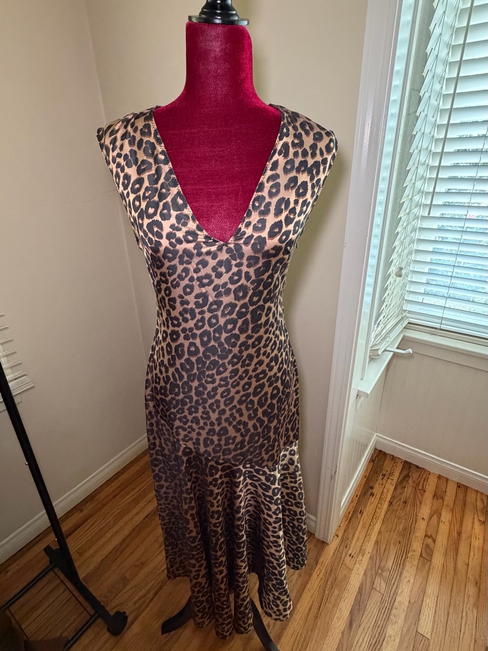 H&M Leopard Print V-Neck Maxi Dress in Brown and Black
